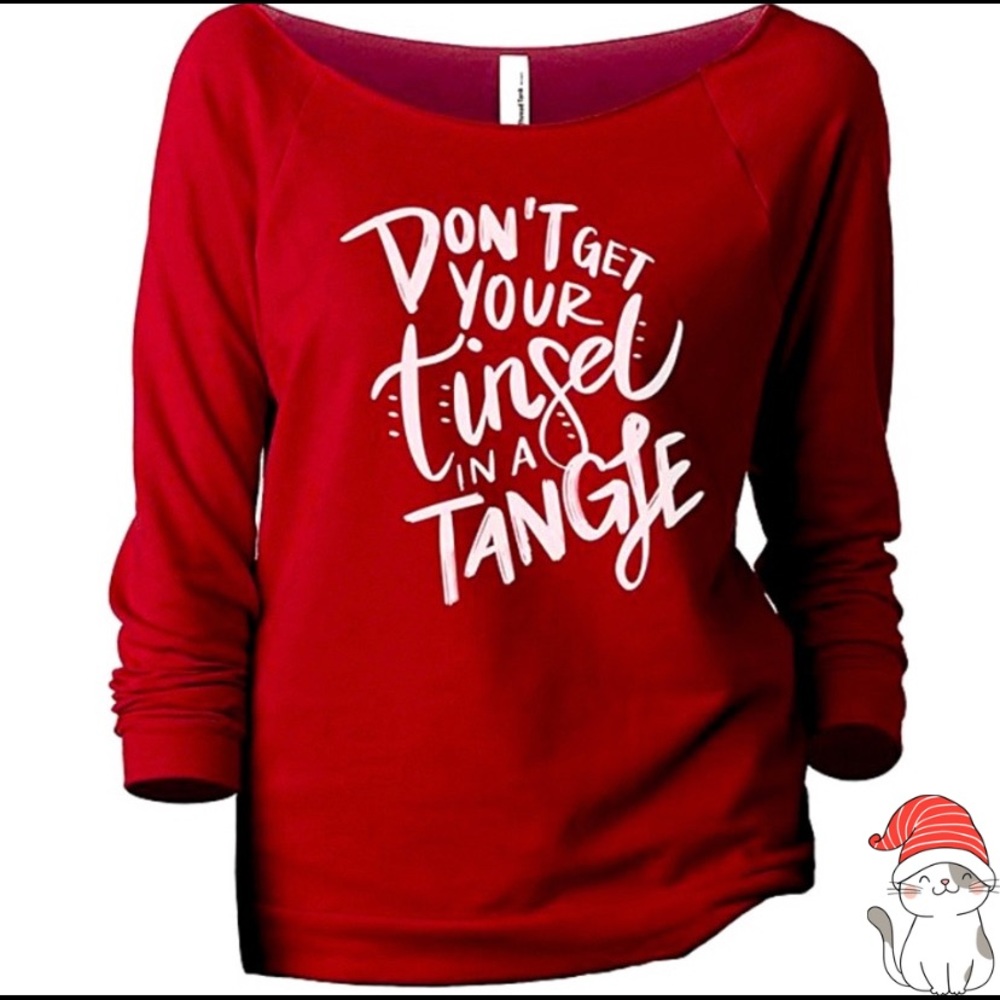 Maroon 'Don't Get Your Tinsel in a Tangle' 3/4 Sleeve Pullover NWT - XXL